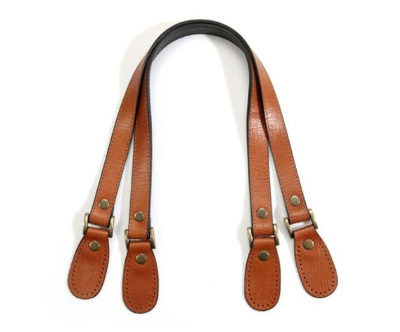 Genuine Leather Purse Handles / Shoulder Bag Straps with Embossed Pattern, Tan, 23.8 30-6001 image 1