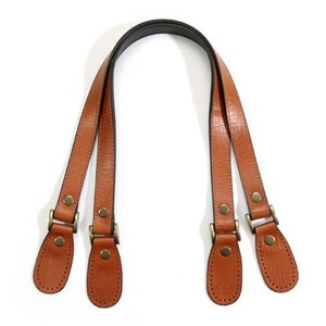 Genuine Leather Purse Handles / Shoulder Bag Straps with Embossed Pattern, Tan, 23.8 30-6001 image 4