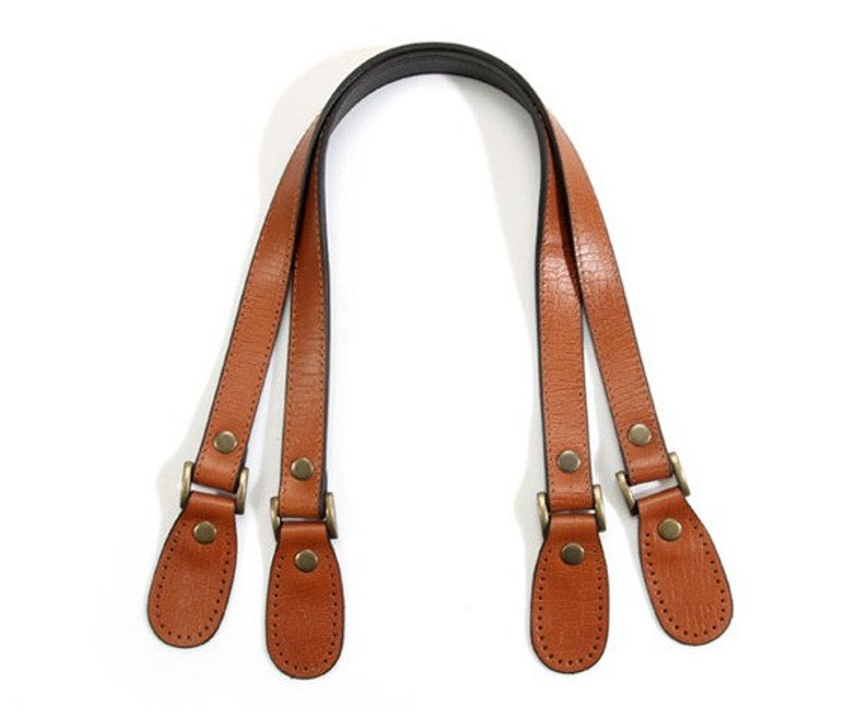 Genuine Leather Purse Handles / Shoulder Bag Straps with Embossed Pattern, Tan, 23.8 30-6001 image 4