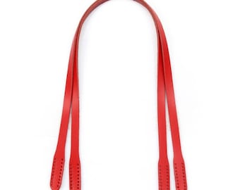 22,8" byhands 100 % cuir véritable poignées de sac à bandoulière de style étroit, rouge (40-5815)