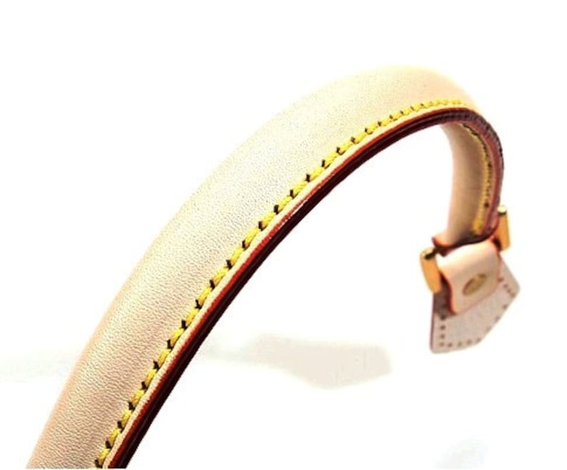 byhands 100% Genuine Leather Purse Handles / Bag Strap with Gold Style Ring, Ivory, 18.2 22-4701 image 4