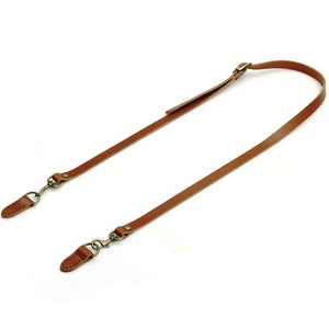 44 47.7 100% Genuine Leather Adjustable Crossbody Bag Strap with Leather Tab/Bronze Style Ring 40-1150 Tan