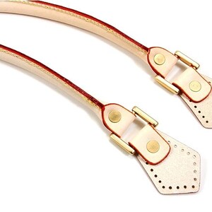byhands 100% Genuine Leather Purse Handles / Bag Strap with Gold Style Ring, Ivory, 18.2 22-4701 image 3