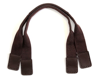 byhands Webbing Purse Handles / Tote Bag Straps with Leather Tab, 17.7" (24-4503)