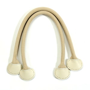 18.1 inches Webbing Tote Bag Handles with Leather Tab, Beige (24-4003)