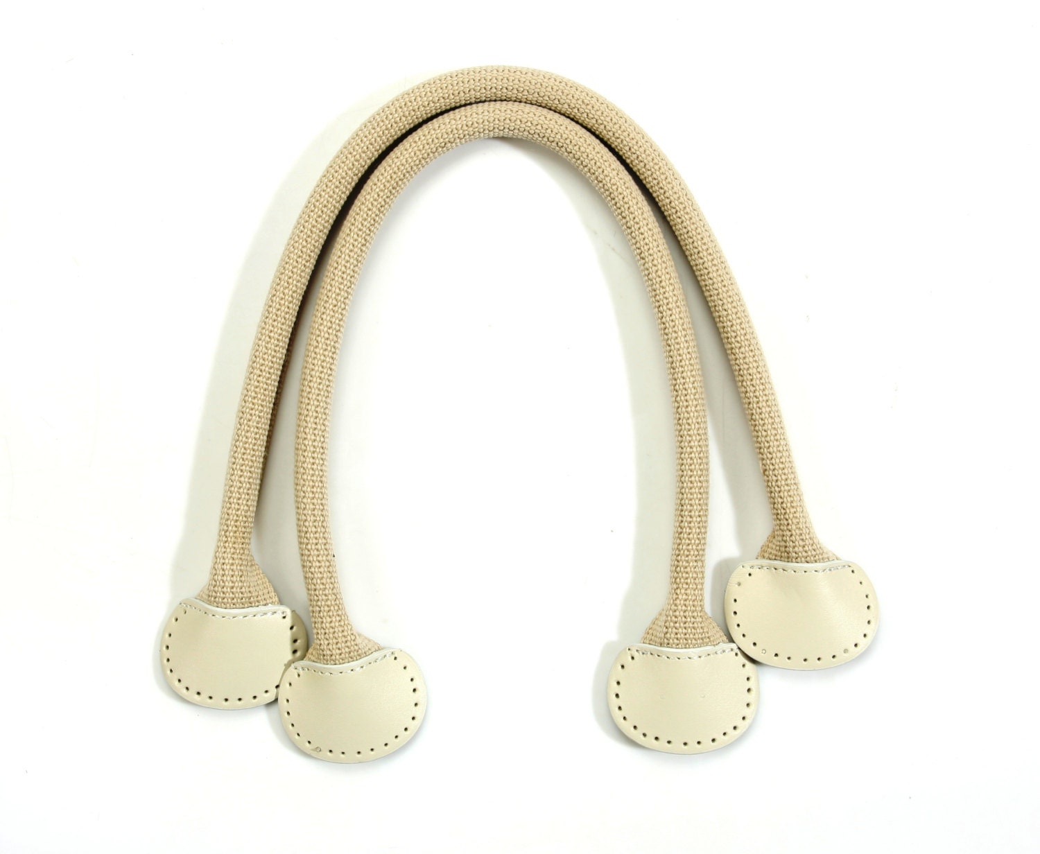 18.2 byhands 100% Genuine Leather Purse Handles & Bag Strap with Gold Style Ring, Ivory (22-4701)