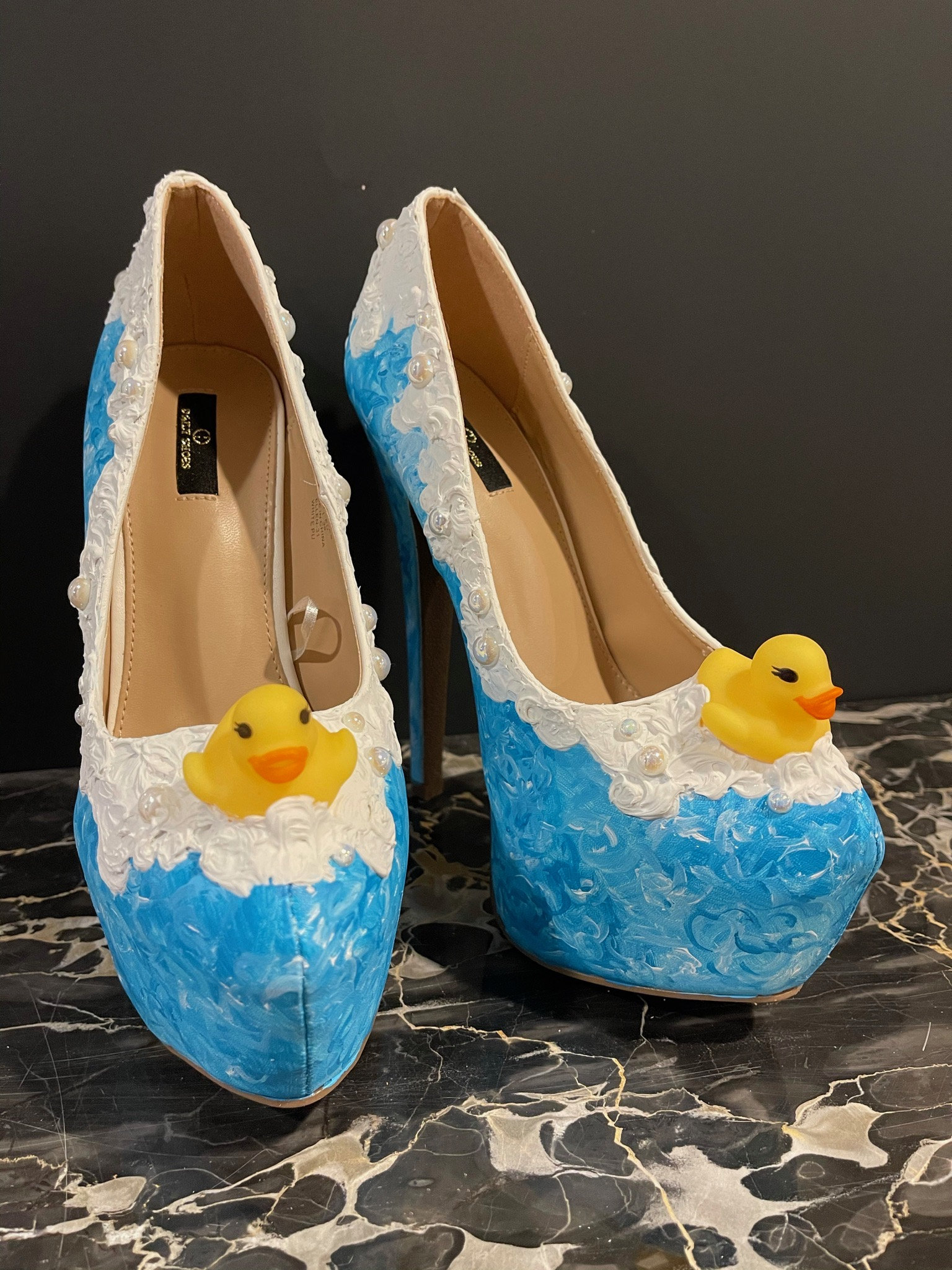 Baby Shower Rubber Duck Hand Painted Heels Flats Etsy Canada