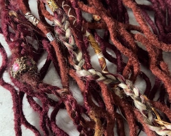 Oxblood Vixen 24 30 36 inch SE or DE Curly Red Auburn Crochet Handmade Synthetic Dreadlock Extensions