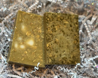 Green Tea Oatmeal Pumice Natural Cocoa Butter Poured Soap Bar