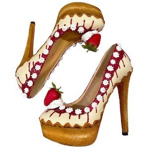 Sweet Cheesecake for Days Dessert Ice Cream Hand painted Heels Flats