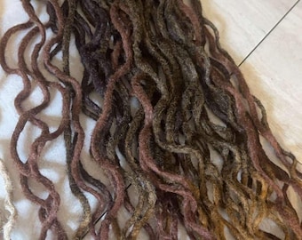 Earthy Brunette 24 30 36 inch SE or DE Curly Crochet Handmade Synthetic Dreadlock Extensions