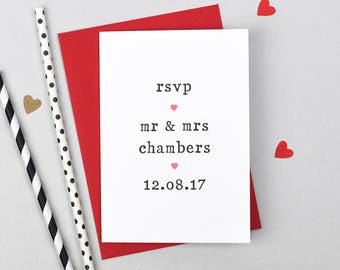 RSVP Wedding Day Personalised Card - RSVP - Mr and Mrs Wedding Card - Mr and Mr Wedding Card - Mrs and Mrs Wedding Card - Personalized Card