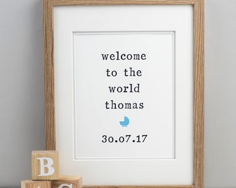 New Baby Print, Welcome to the world print, Print for New Baby, Baby Room Print, Nursery Print, Print for Nursery, Baby Boy Print