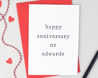 Anniversary Card, Husband Anniversary Card, Wife Anniversary Card, Personalised Anniversary Card, Anniversary Mr Card, Anniversary Mrs Card
