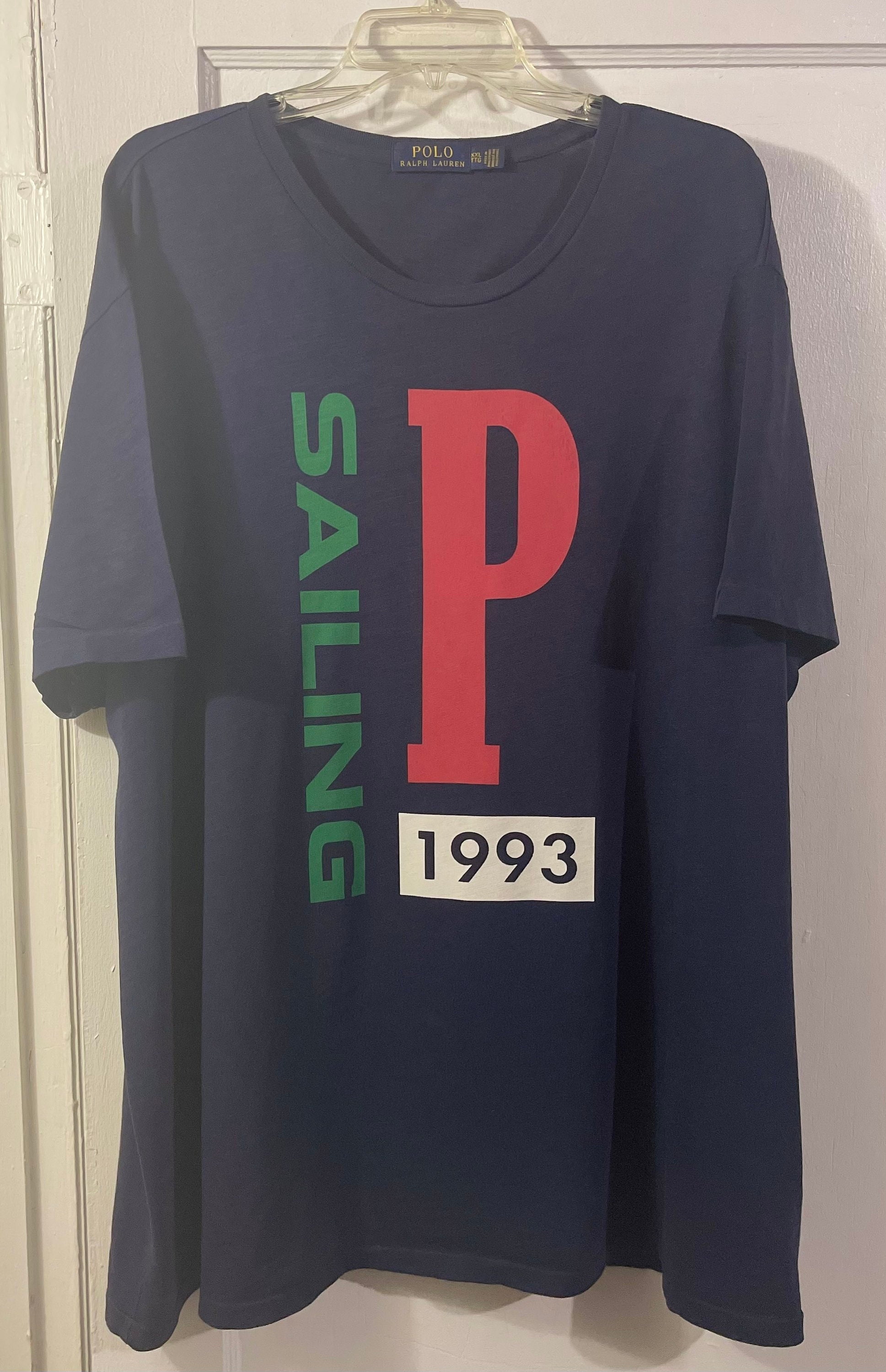Vintage Ralph Lauren polo sailing cp-93 racing sport t-shirt Sz XXL bear ivy American flag 1992 1993 1994