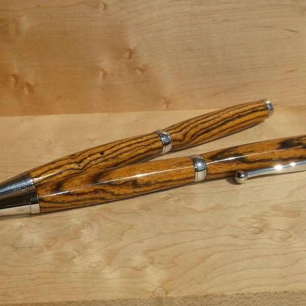 Bocote Feder und Bleistift set mit Chrom finish