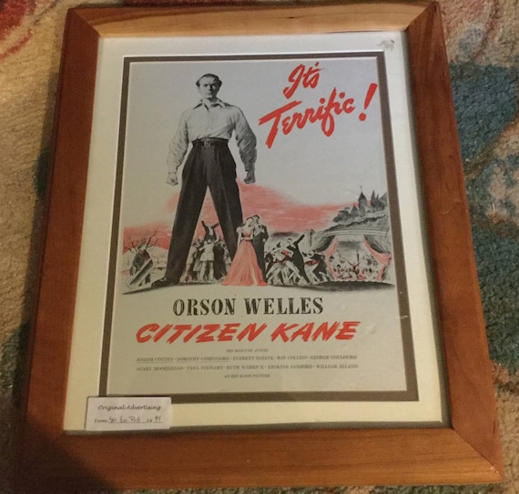 Vintage Movie advertising Poster reproduction. Black border Citizen Kane