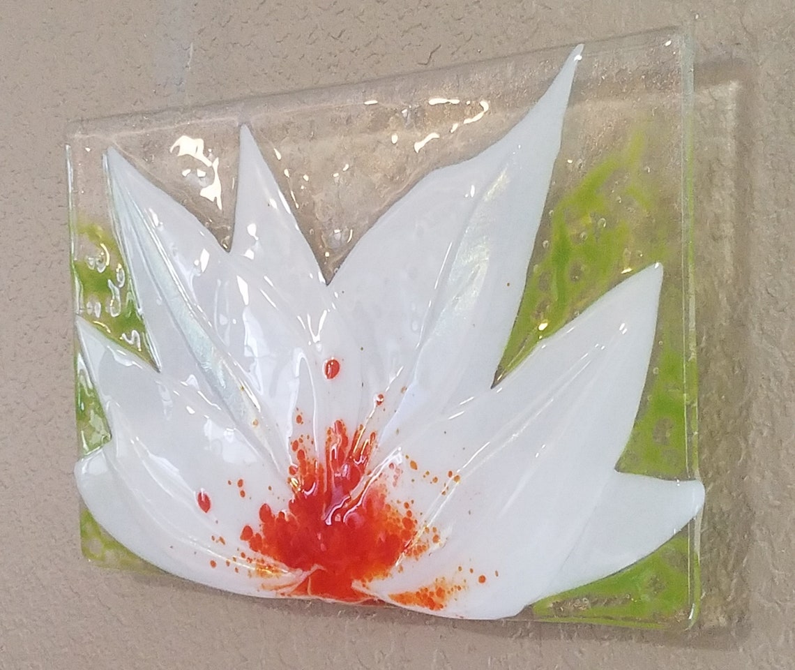 Fused glass White Lotus Flower Etsy