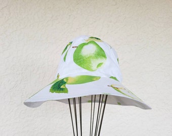 Hamptons style print adult hat - reversible bucket hat - womens wide brim hat - ladies sunhat - cotton hat - washable hat - gardening hat