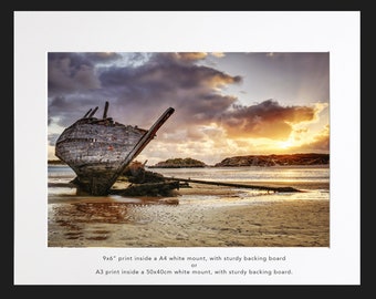 Bad Eddie Shipwreck, Bunbeg, Donegal (Impresión de Bellas Artes - varios tamaños).