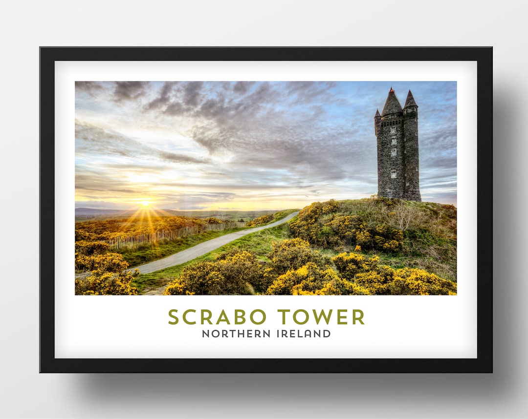 scrabo-tower-newtownards-travel-poster-print-etsy