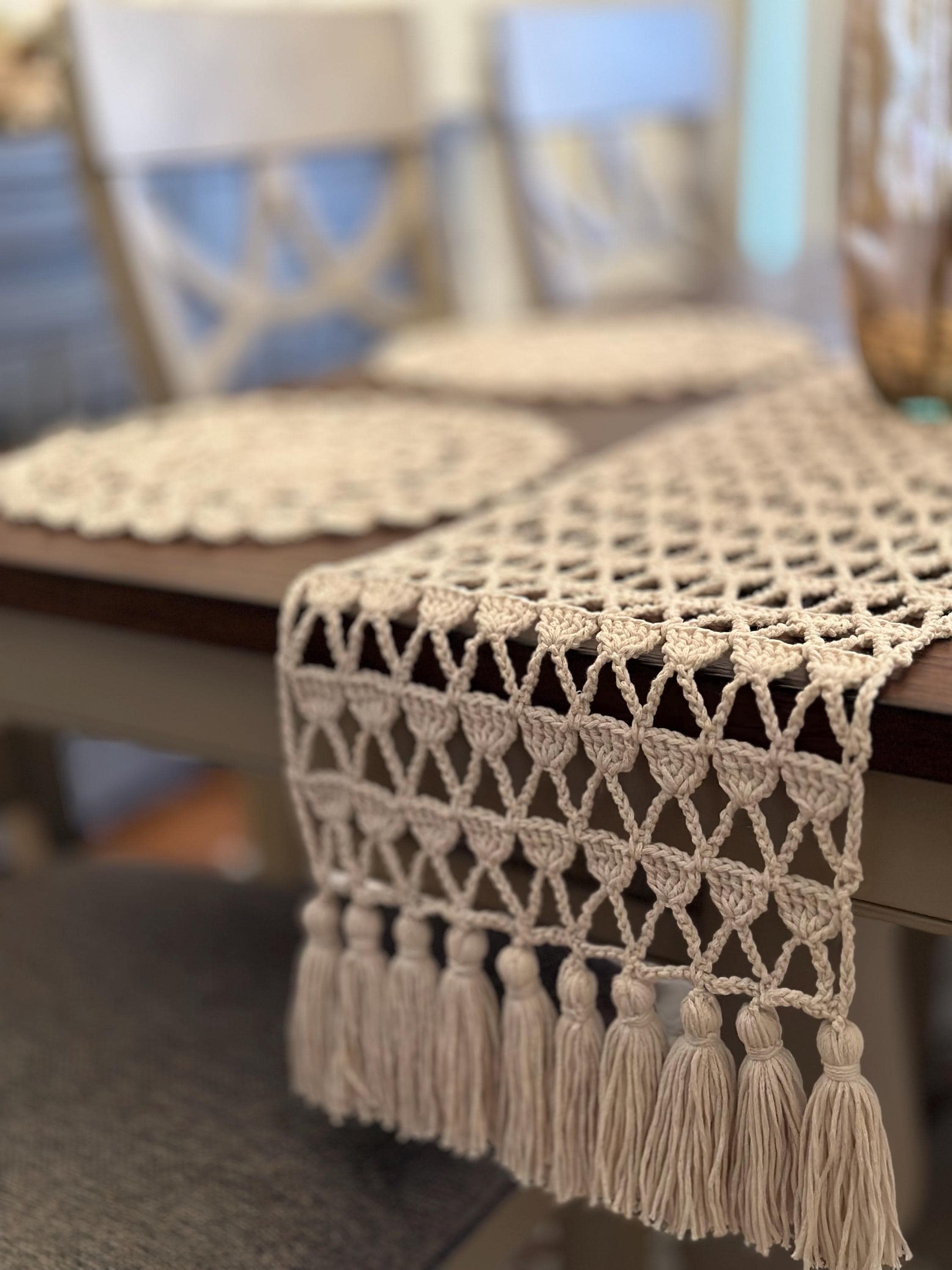 Triangle Table Runner Design Sahara Triangle Table Runner Crochet Pattern | Easy Geometric Table ...