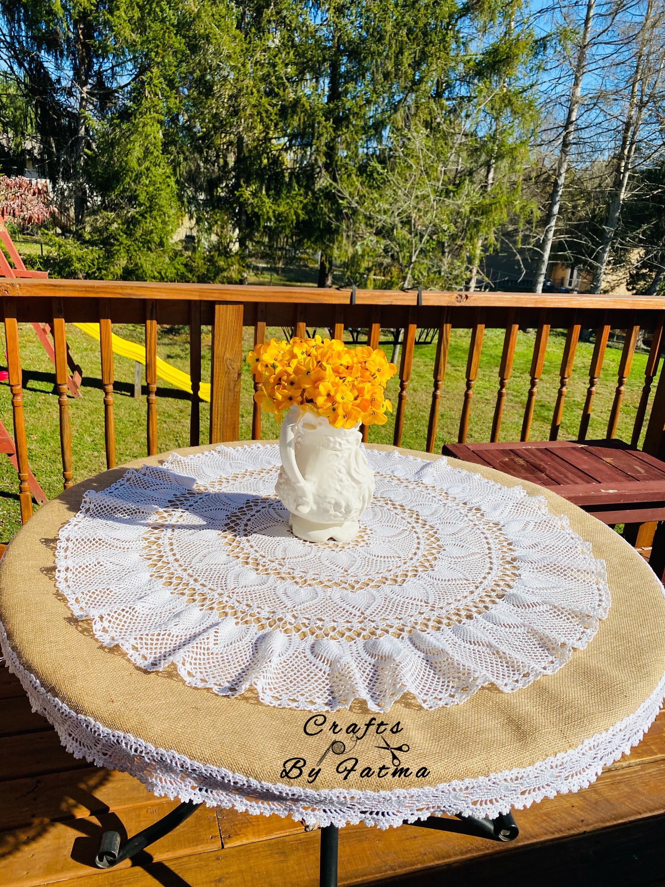 Crochet circle tablecloth Etsy