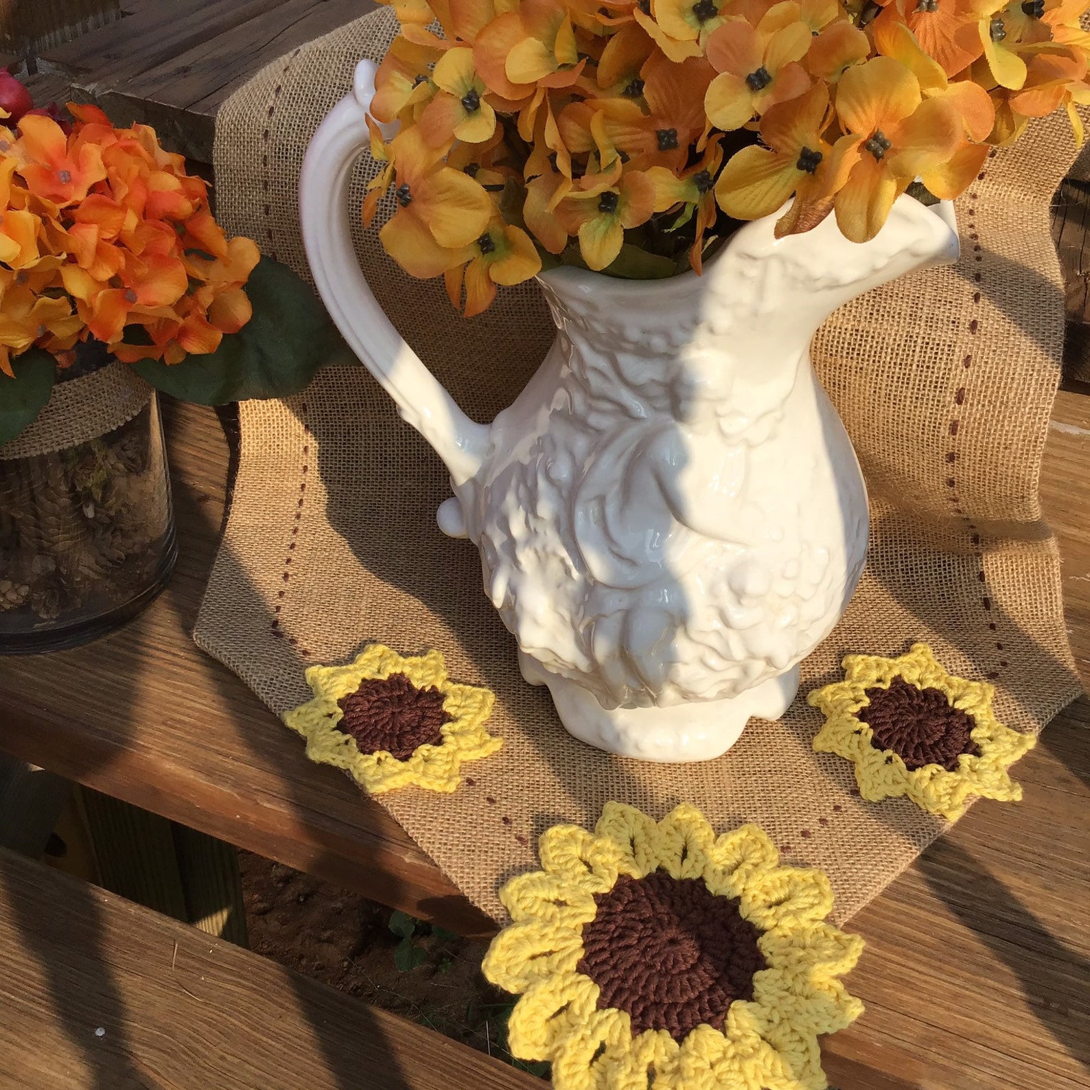 Sunflower Crochet table runner Etsy