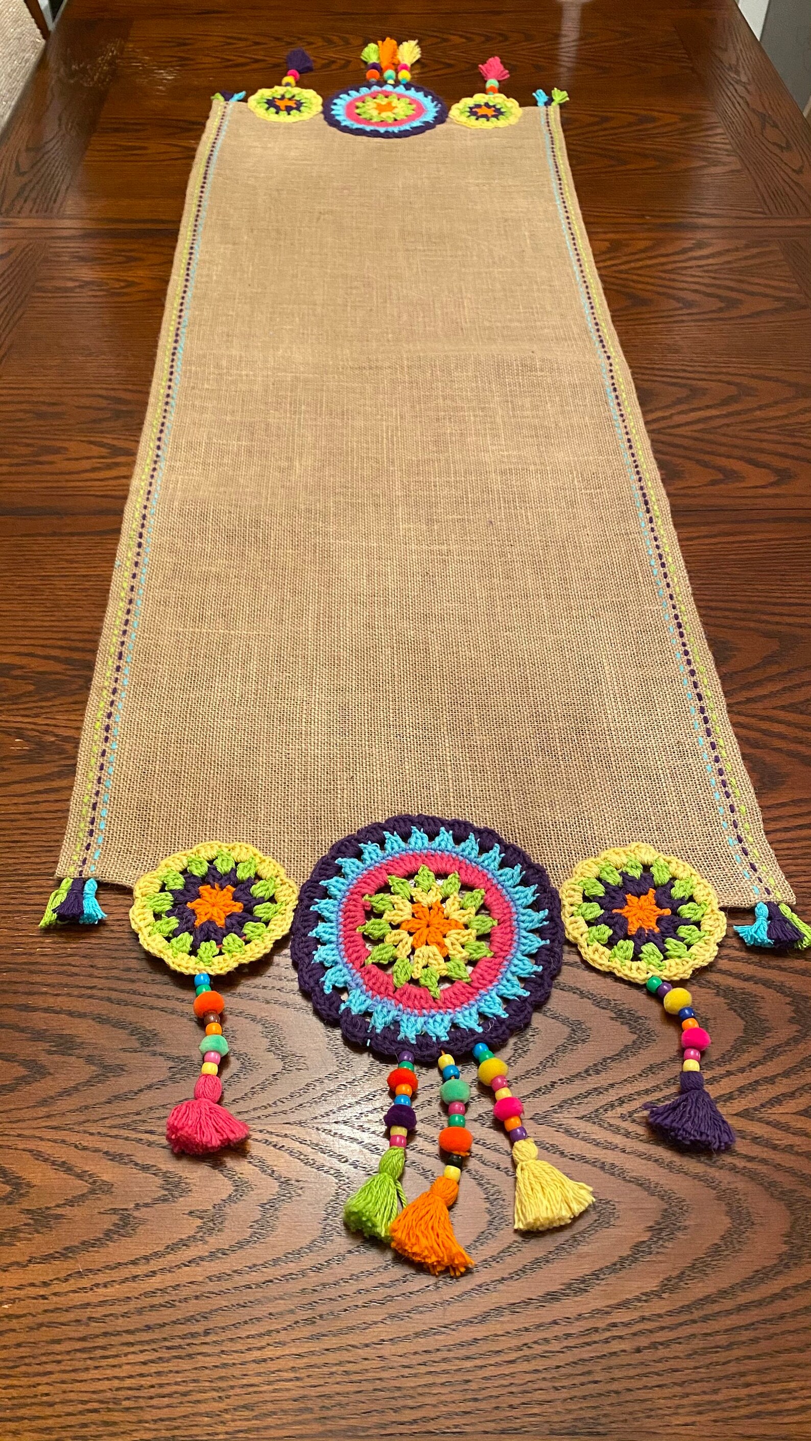 Mandala Crochet Table Runner Etsy