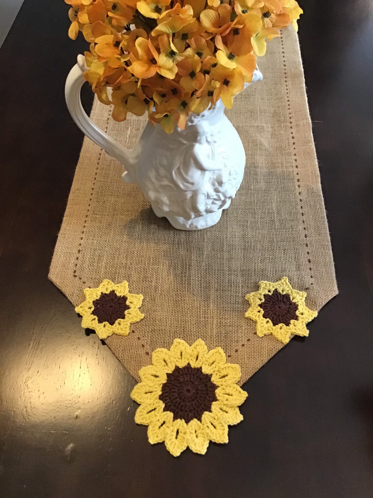 Sunflower Crochet table runner Etsy