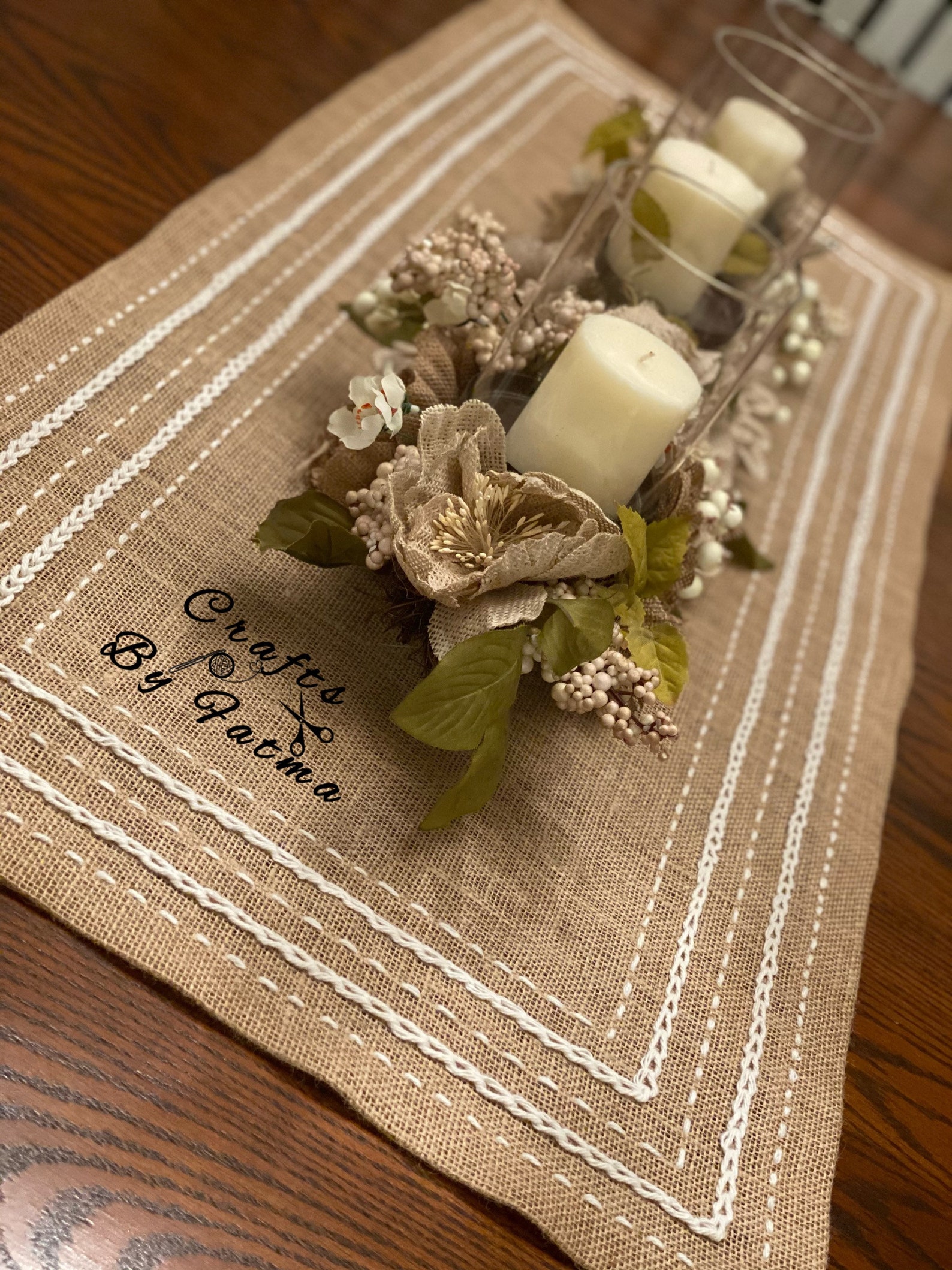 Embroidery Table Runner / Farmhouse Buffet runner Etsy