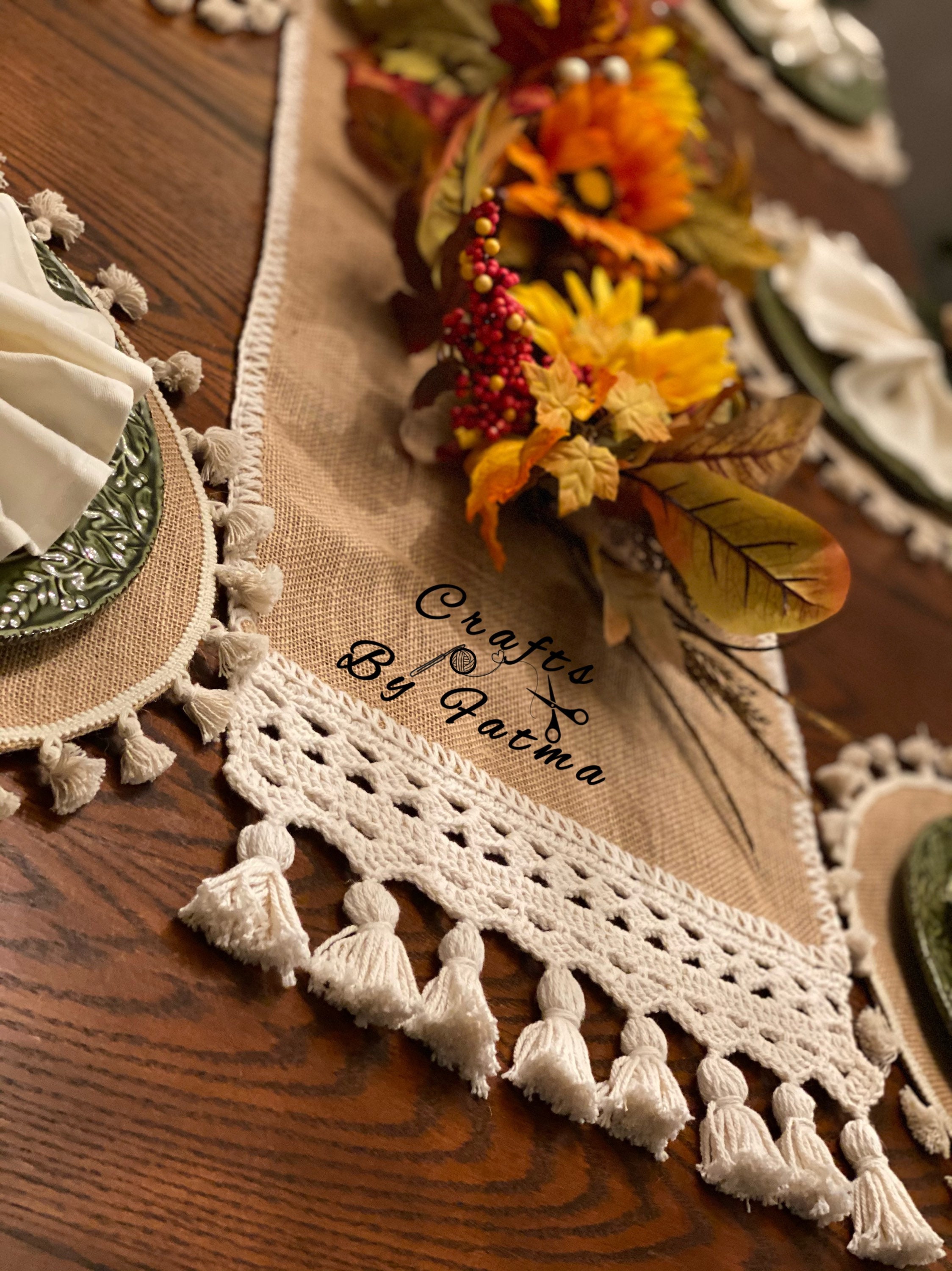 Burlap Tassels Modern Table Runner Etsy