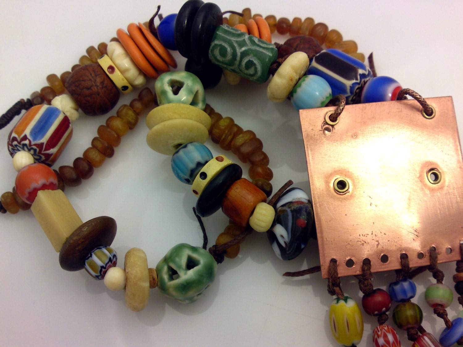 Trade Bead Necklace, Authentic African Trade Beads, Embossed Copper Metalwork, Ethnic Rustic Rare Beads, Primitive Tribal, Boho, Gypsy NN111 - Etsy Trade Bead Necklace, Authentic African Trade Beads, Embossed Copper Metalwork, Ethnic Rustic Rare Beads, Primitive Tribal, Boho, Gypsy NN111 - Etsy