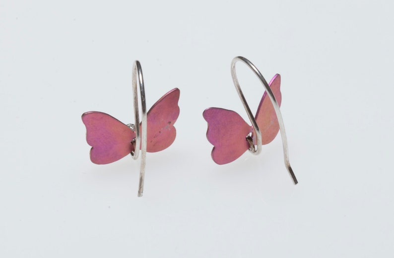 Dangle Butterfly Titanium Earrings for nature lover gift image 2