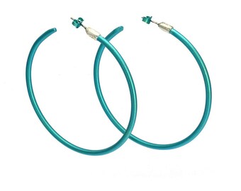 Large Hoop Earrings Titanium with Silver Studs