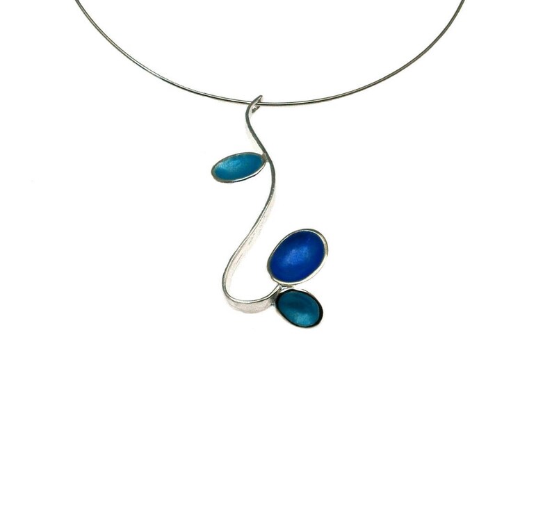 Teal Pendant Sterling Silver Pendant Geometric Necklace Oval Drops Giampouras Drop Necklace Enamel Pendant Minimal Pendant