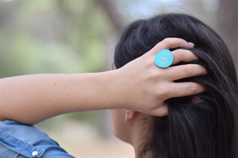Titanium Circle Ring Titanium Ring Turquoise Ring Sterling Silver Ring Giampouras Collections Geometric Ring Statement Ring
