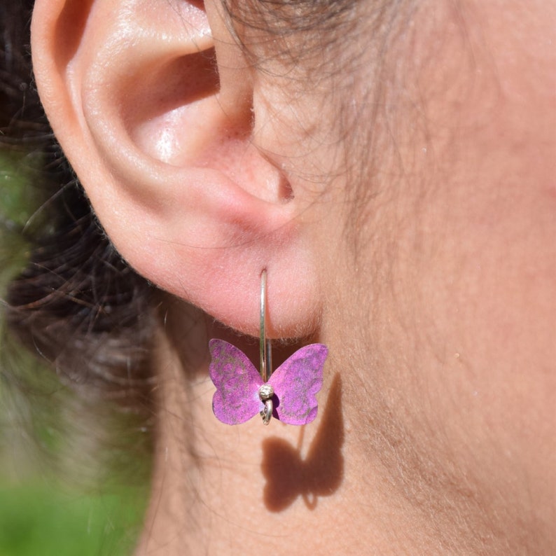 Dangle Butterfly Titanium Earrings for nature lover gift image 3
