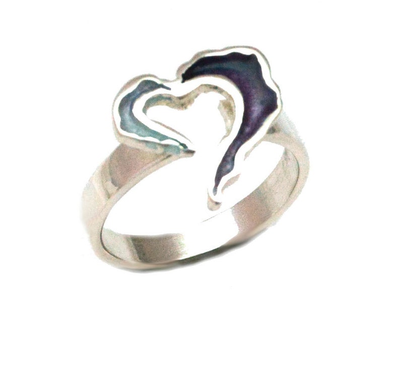 Red Heart Ring Valentine gift Open Heart Ring Red Enamel Heart Ring Gift for her Christmas Gift Heart Blue Valentine