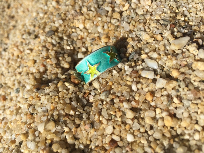Silver mermaid starfish ring