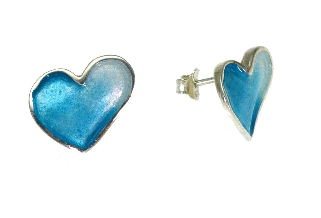 Enamel Heart Stud Earrings Etsy