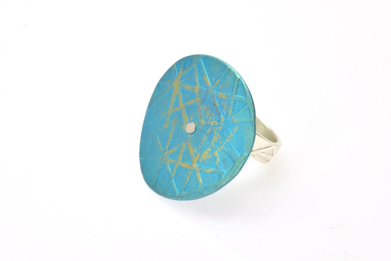Titanium Circle Ring Titanium Ring Turquoise Ring Sterling Silver Ring Giampouras Collections Geometric Ring Statement Ring