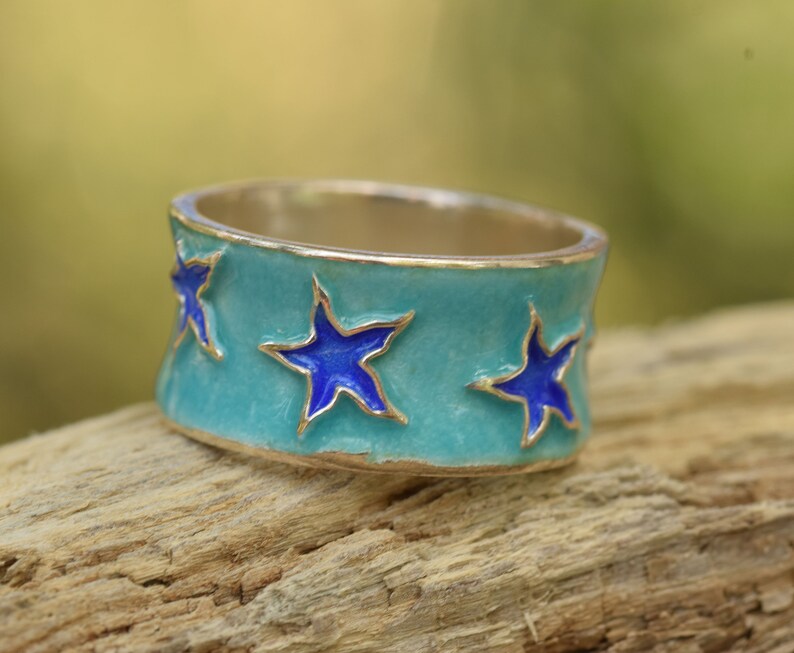 Silver mermaid starfish ring