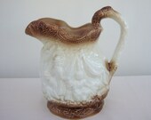 STAFFORDSHIRE VINTAGE JUG Burleigh Ironstone England Ceramic Stoneware Pottery Serving Glaze Pitcher White Brown