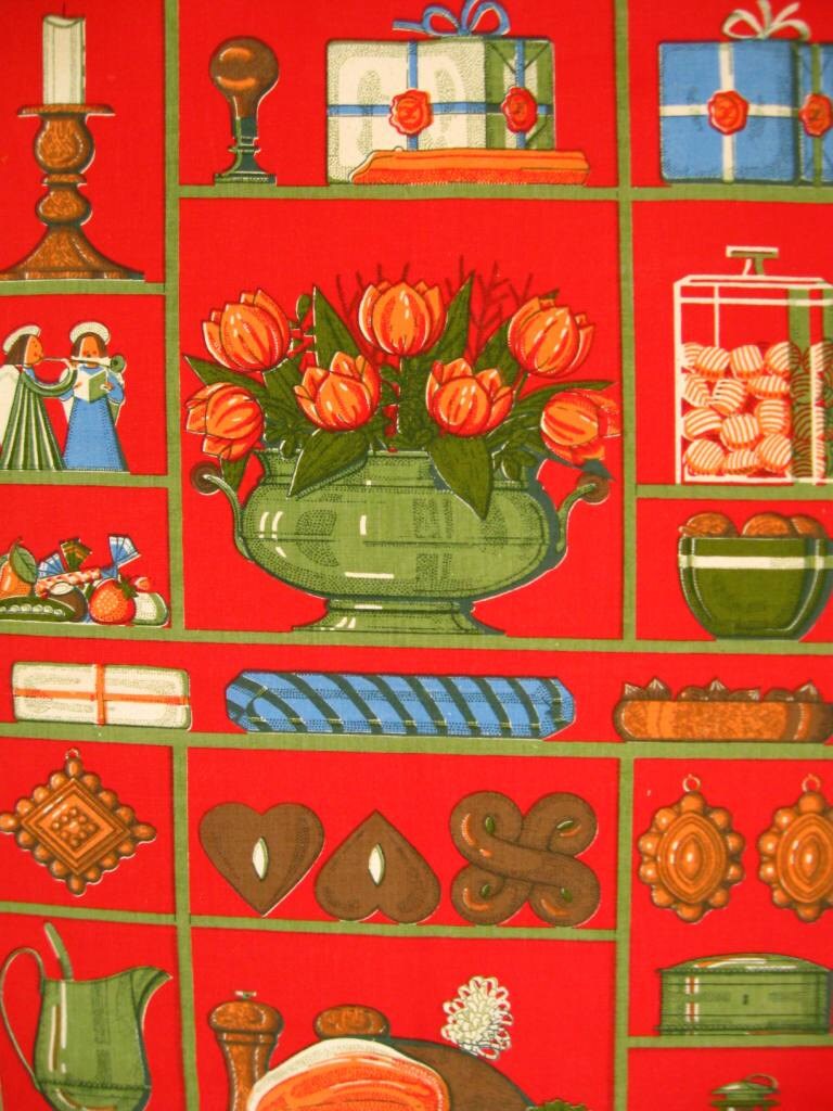 Superbes Tapisseries Suédois/Noël Retro Art 60 S Imprimé Traditionnel Suède Scandinavie Conception J