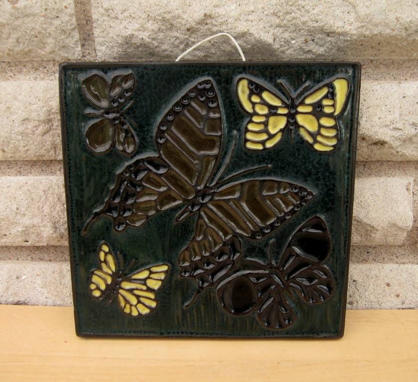 Plaque Céramique Finlandaise/Kupittaan Savi Oy Made in Finland Mur Suspendu Grès Céramique Milieu Du