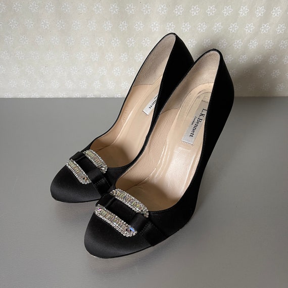 L.K. BENNETT shoes / High heels / Black satin / G… - image 3
