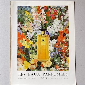 ORIGINAL LANVIN ANZEIGE / Vintage Magazin Seite / Sammlerstück / Mid Century / Wand-Dekor / Wandkunst / Altes Papier / Adv-Poster / französische Parfüm-Anzeige