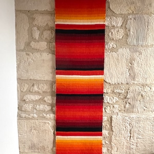 FINNISH RANA RUG / Finnish design / Woven rug / Wall hanging / Red Yellow Black / Textile / Striped / Hand woven / Folk craft / Vintage