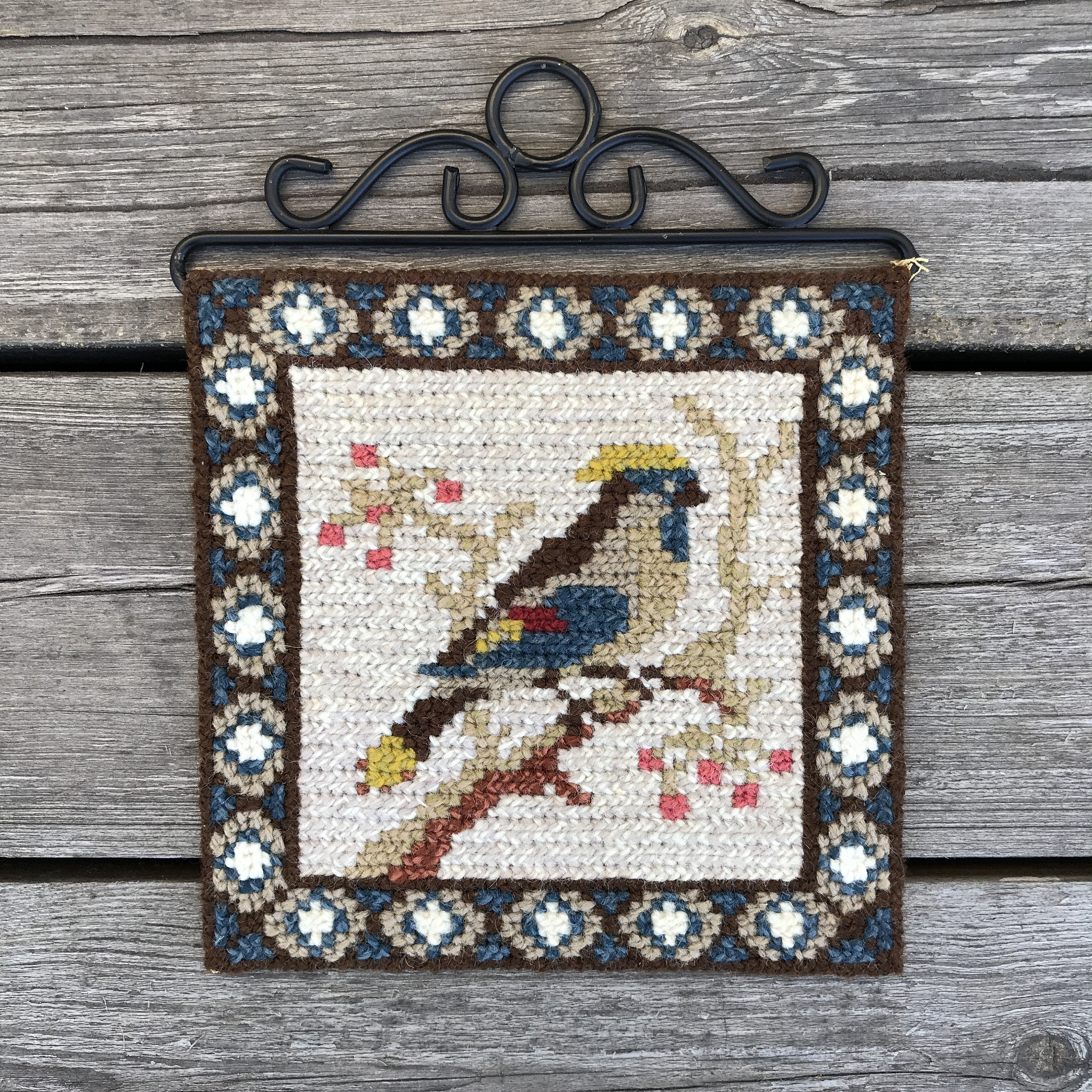 Suédoise Vintage Tapisserie Tenture Murale à La Main Fait, Vintage, Scandinave/Laine Oiseau Des Anné